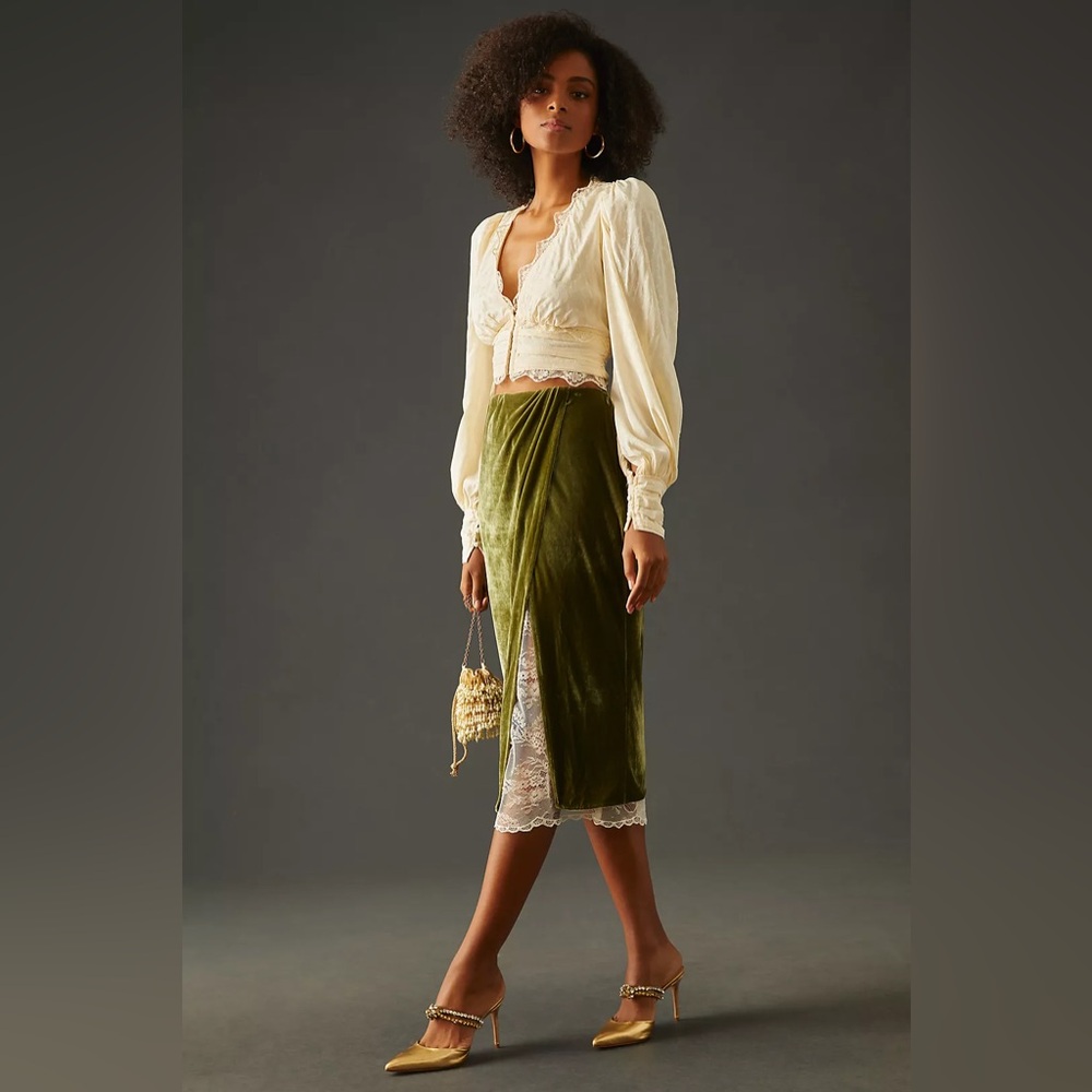 Anthropologie velvet pencil skirt
